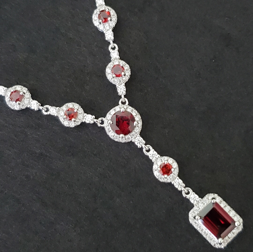 Natural Gemstone Diamond Accents White Gold Wedding Necklace Sterling Silver image 4