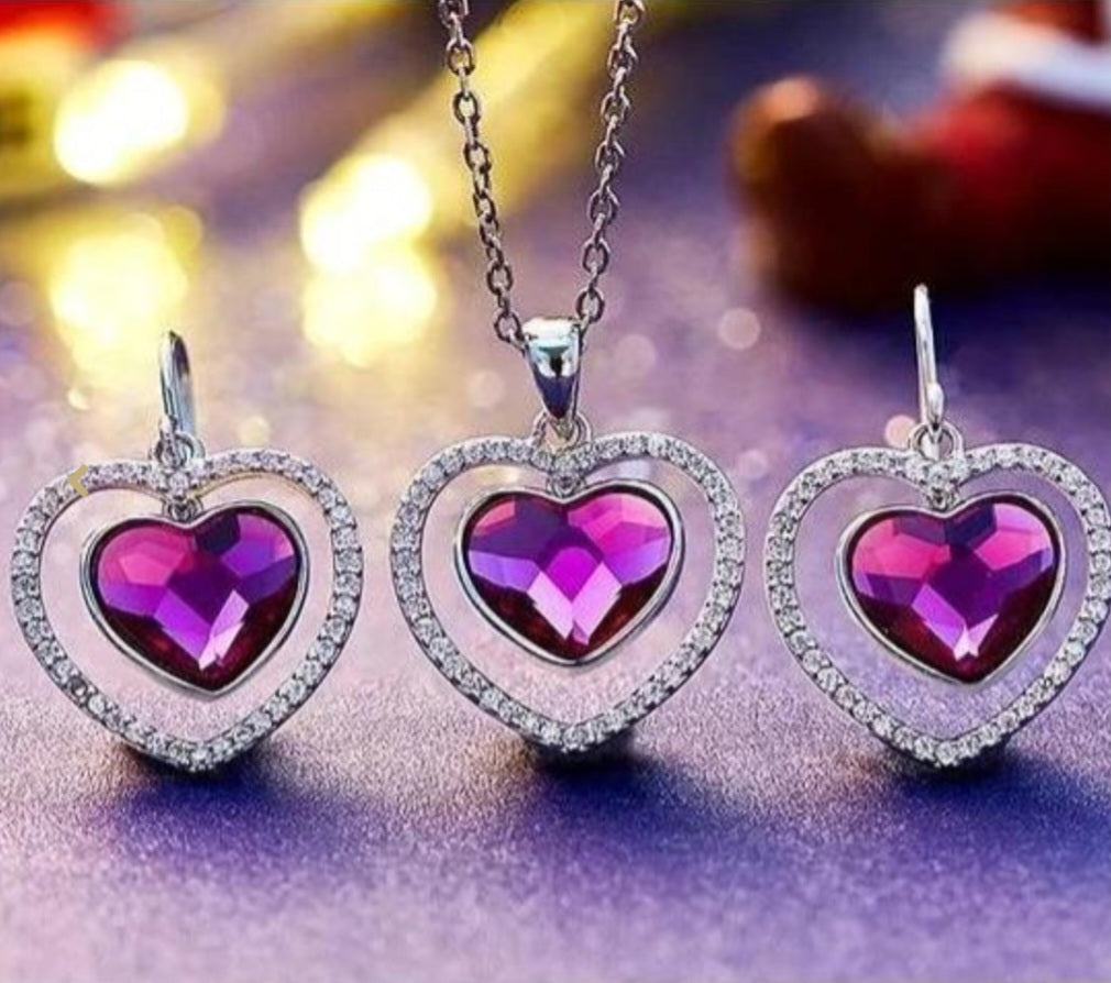 Swarovski Heart of The Ocean Love you Forever Necklace Sterling Silver  image 1